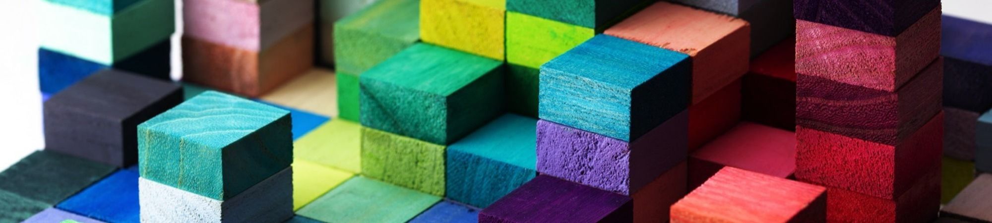  Diverse selection of colourful building blocks 